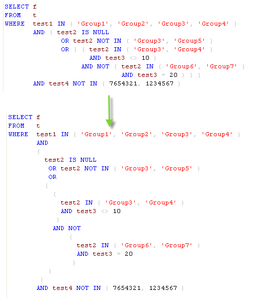 Put paranthesis in a separate line